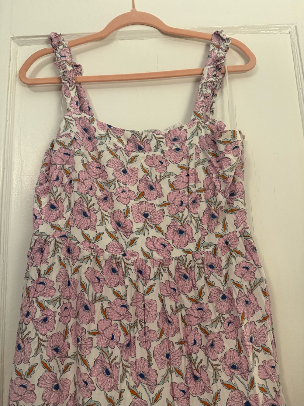 Floral Pink Sundress with Ruffled Straps